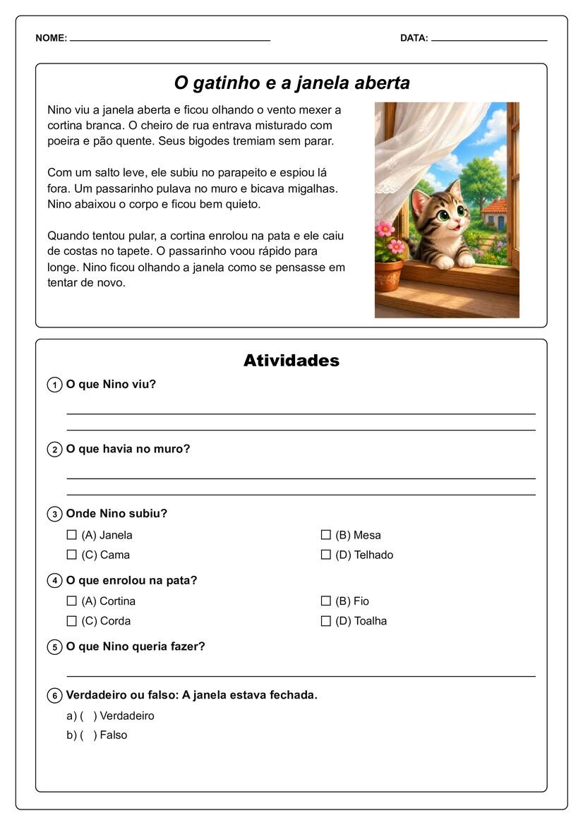 Pequenos textos ilustrados com interpretação para imprimir página 22